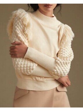 Anthropologie Dolan Women's Sz S Left Coast Collection Fringe Sleeve Sweater